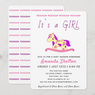 Cheval Rocking Baby Girl Douche Invitation
