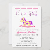 Cheval Rocking Baby Girl Douche Invitation (Devant)