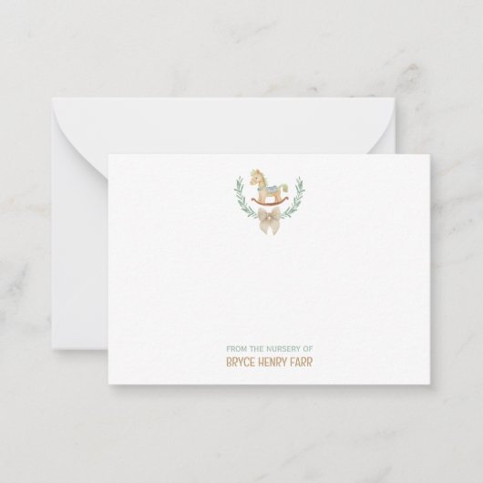 Cheval Rocking de la crèche carte à note plat bébé (Devant)