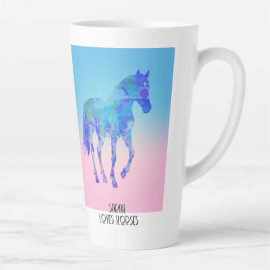 cheval rose bleu Latte Mug (Droite)