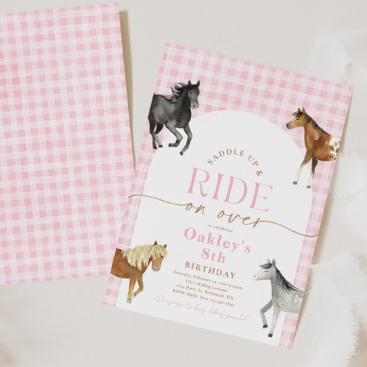 Cheval rose Check Invitation Anniversaire
