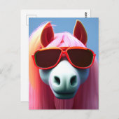 Cheval rose cool en lunettes de soleil Carte posta (Devant / Derrière)