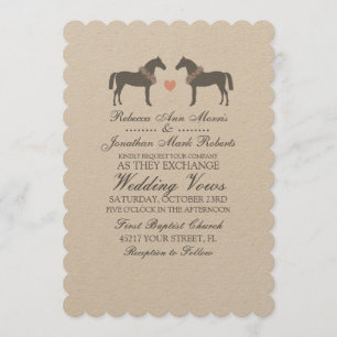 Cheval rose et gris Faire-part de mariage