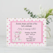 Cheval rose mignon 1er anniversaire Invitation pou (Debout devant)