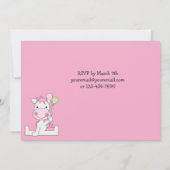 Cheval rose mignon 1er anniversaire Invitation pou (Dos)