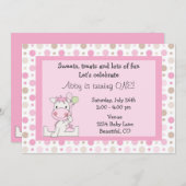 Cheval rose mignon 1er anniversaire Invitation pou (Devant / Derrière)