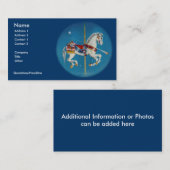 Cheval rouge, blanc et bleu de carte de visite - (Devant / Derrière)