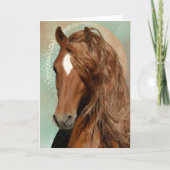 Cheval Rouge - Carte de vœux (Devant)