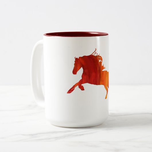 Cheval Rouge Mug à deux tons (Devant gauche)