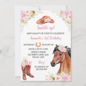 Cheval Rustique Floral Invitation Anniversaire (Devant)