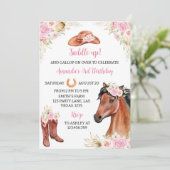 Cheval Rustique Floral Invitation Anniversaire (Debout devant)