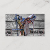 Cheval Saddle Sur Corral Fence Western Carte de vi (Devant)