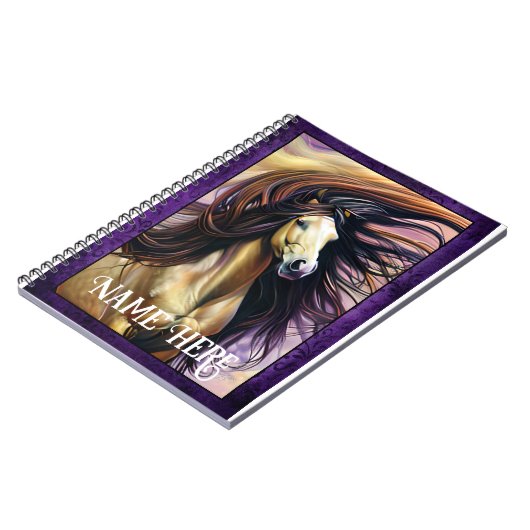 Cheval sauvage avec bordure violette Carnet modifi (Côté gauche)