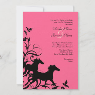 Cheval sauvage noir et rose Faire-part de mariage