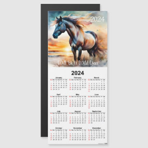 Cheval sauvage sur la plage Carte magnétique Calen