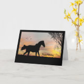 Cheval Silhouette avec carte d'anniversaire couche (Fleur jaune)