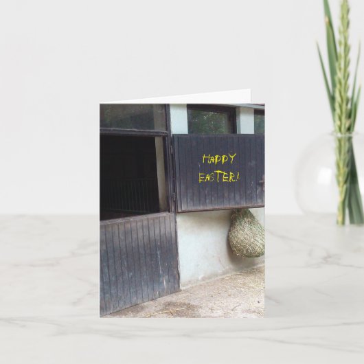 Cheval stable, carte de Pâques heureuse (Devant)