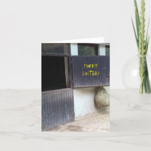 Cheval stable, carte de Pâques heureuse