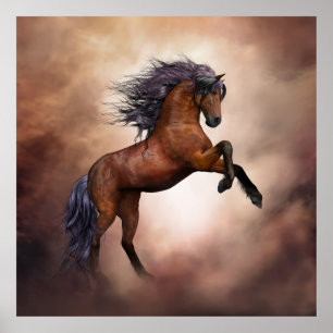 Cheval, Stallion Scène Imprimer Poster Oeuvre mura