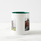 Cheval Tête Classique Mug Blanc Équestre Rim Vert (Centre)