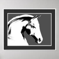Cheval Tête En Noir Et Blanc Poster