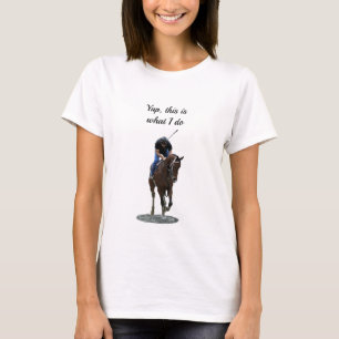 Cheval Thoroughbred Galloping Et T-shirt Rider F