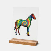 Cheval Tie Dye Gravure Vintage Art Vectoriel (Angle)