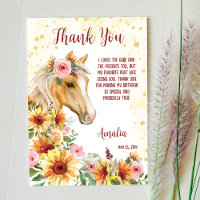 Cheval tournesol cowgirl anniversaire merci