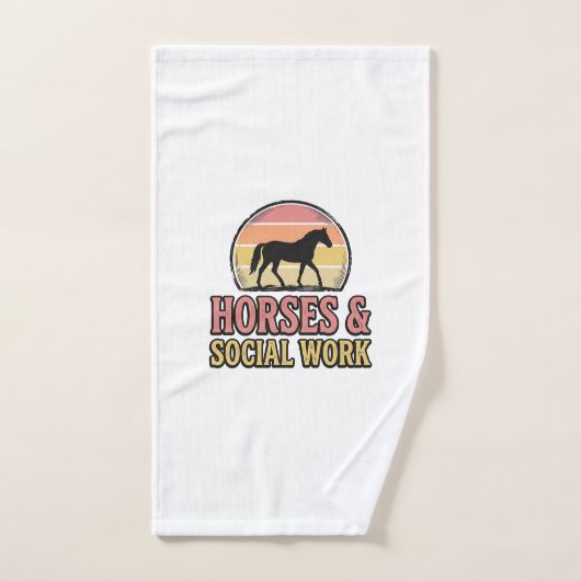 Cheval & Travail Social Retro Soleil Couchant Conc (Serviette à main)