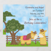 Cheval Twins Invitation d'anniversaire ~ Twin Girl (Devant / Derrière)