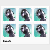 Cheval Vanner Tzigane Grand Stickers Carré (Feuille)