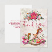 Cheval vintage et Poinsettia Xmas Merci (Devant / Derrière)