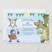 Chevalier En Armor Dragon Invitation De Fête Anniv (Devant)