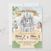 Chevalier et princesse Invitation anniversaire (Devant)
