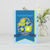 Chevaliers médiévaux boucliers enfants invitations (Debout devant)