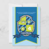 Chevaliers médiévaux boucliers enfants invitations (Devant)