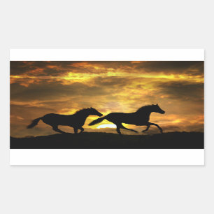 Chevaux à l'aide de Stickers Coucher du soleil