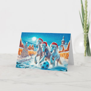 Chevaux à Santa Hats Jouer au football Carte de No