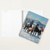 Chevaux Appaloosa noirs sur une ferme en hiver (Devant avec enveloppe)