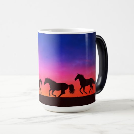 Chevaux Au Coucher Du Soleil Silhouette Mug (Devant droit)