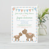 Chevaux Baby shower Invitation Pays Garçon Bleu (Debout devant)