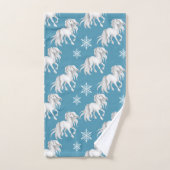 Chevaux blancs et flocons de neige Motif d'hiver s (Serviette à main)