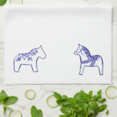 Chevaux bleu et blanc MoJo Serviette de cuisine (Plié)
