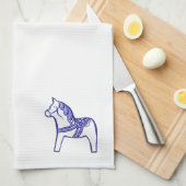 Chevaux bleu et blanc MoJo Serviette de cuisine (Quart Plié)