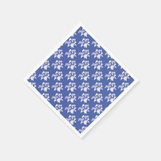 Chevaux Bleus et Blancs pour serviettes en Papier (Coin)