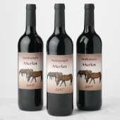 Chevaux Brown de pâturage Étiquette de vin (Bouteilles)