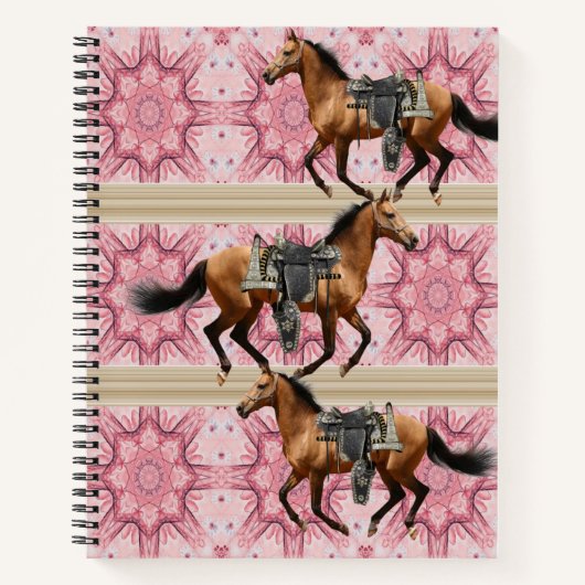Chevaux Carnets spiraux Rose Floral (Devant)