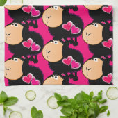 Chevaux Coeurs Rose Cuisine Serviette à main (Plié)