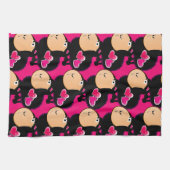 Chevaux Coeurs Rose Cuisine Serviette à main (Horizontal)