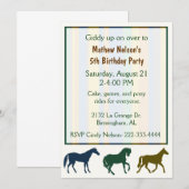 Chevaux colorés Invitation Anniversaire (Devant / Derrière)